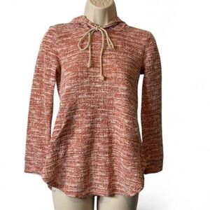 Red‎ and White Textured Drawstring Hoodie